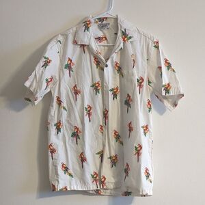 Vibrant Parrot Print Men's Casual Shirt